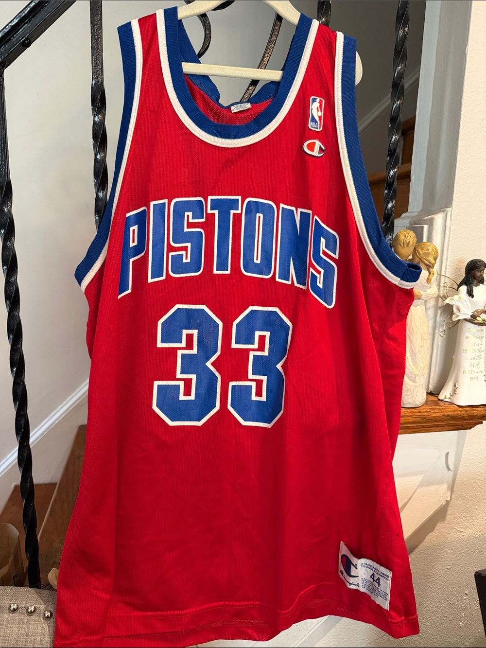 Vintage 90's Detroit Pistons Champion Jersey Grant Hill #33 NBA Sz 44